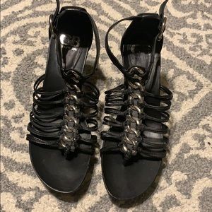 Gianni Bini Black and Silver Sandals